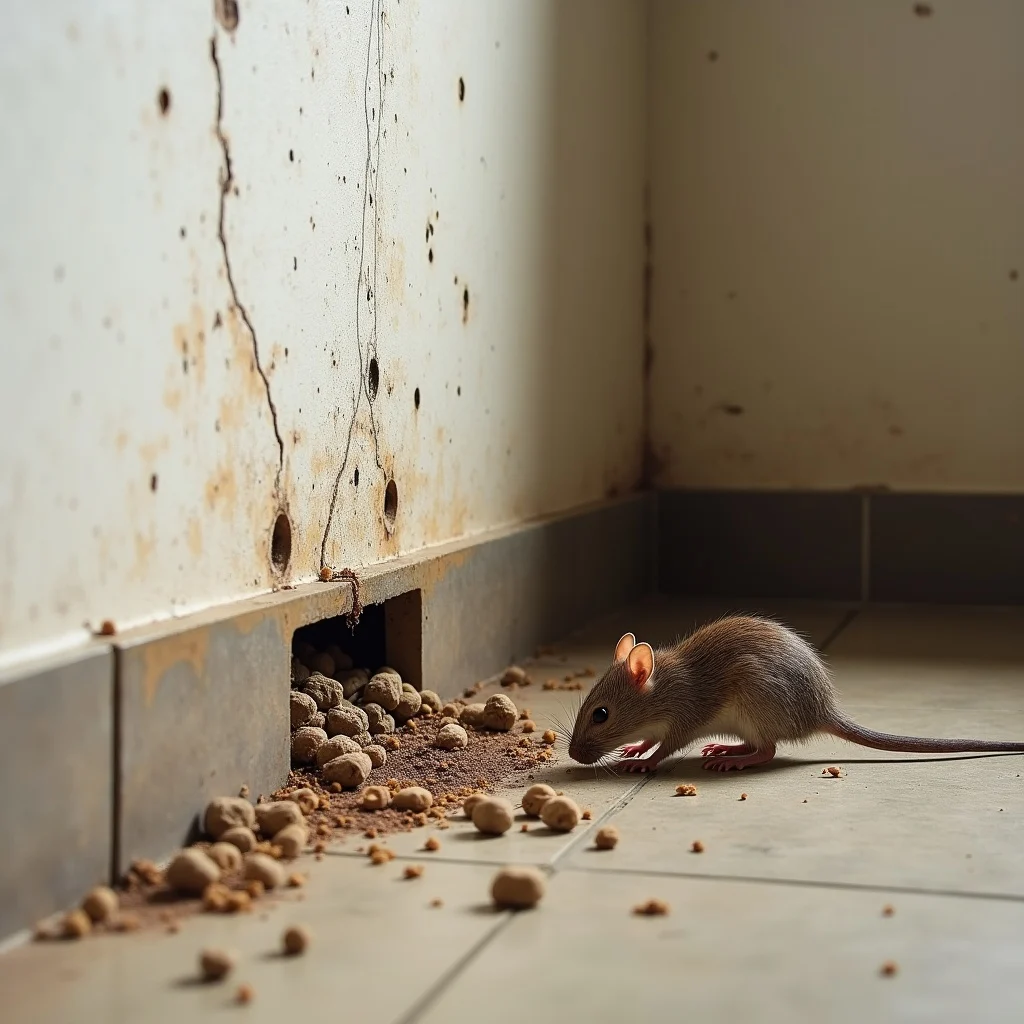 Rodent control specialist placing smart bait station