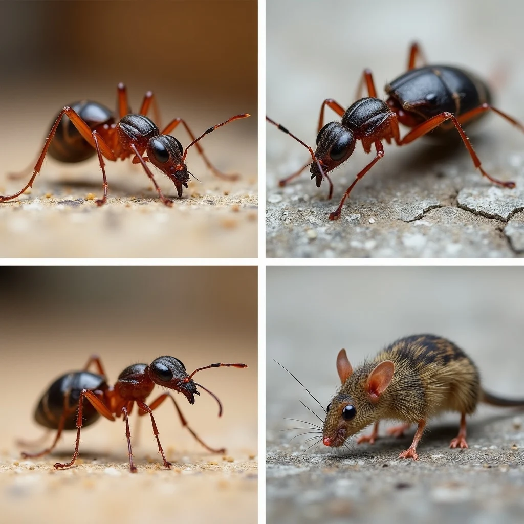 Residential pest control technician inspecting home perimeter
