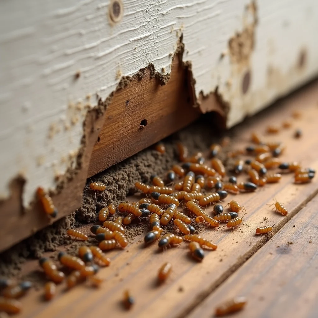 Inspector preparing termite treatment quote for property owner
